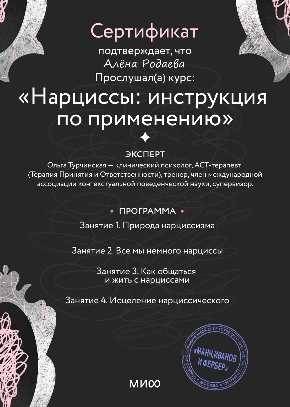 Диплом нарциссы МИФ